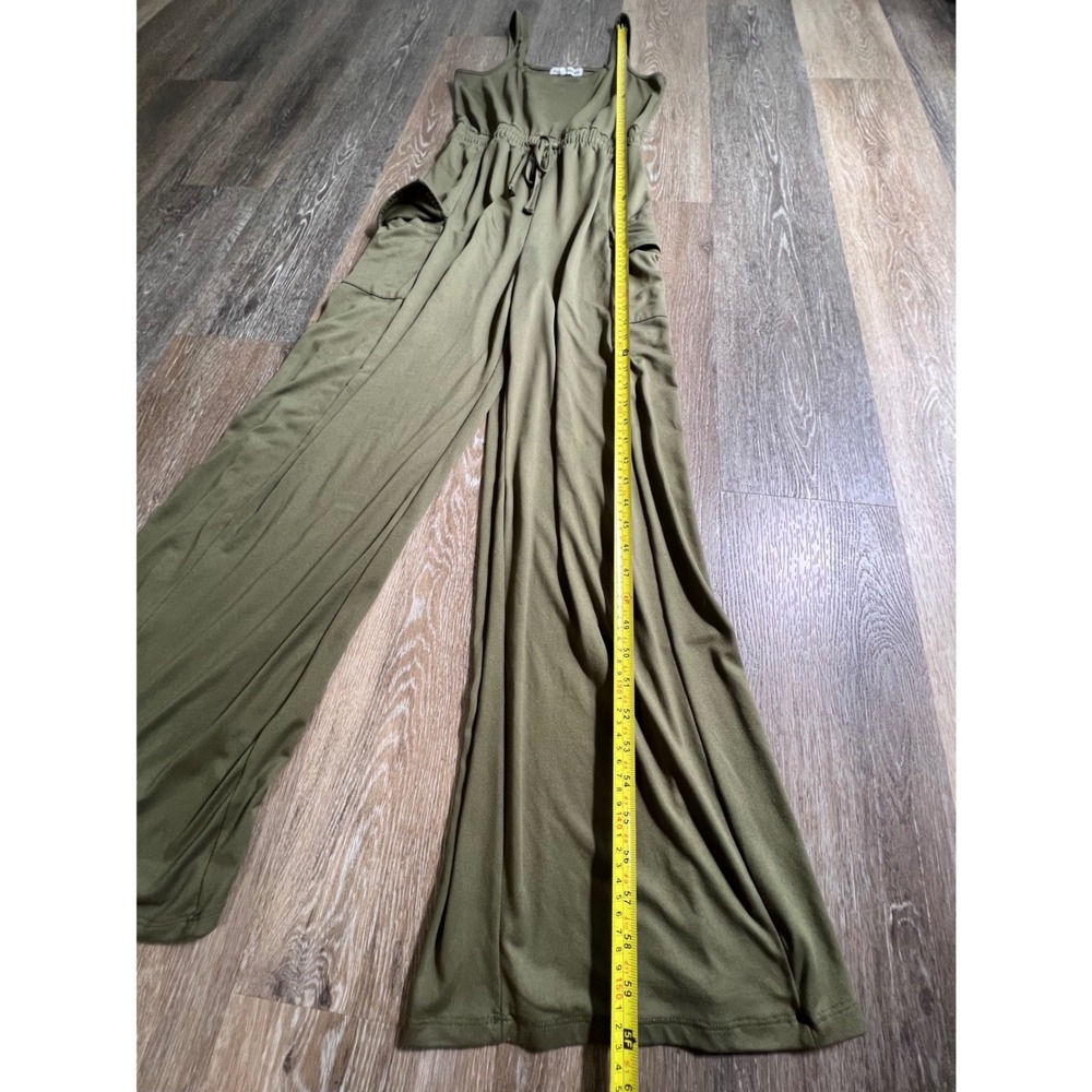 Almost Famous Cargo Jumpsuit Womens Medium Olive Green Utility Wide Leg - Picture 6 of 7
